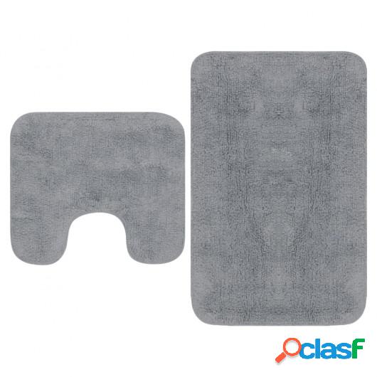 Conjunto de alfombras de baño de tela 2 piezas gris