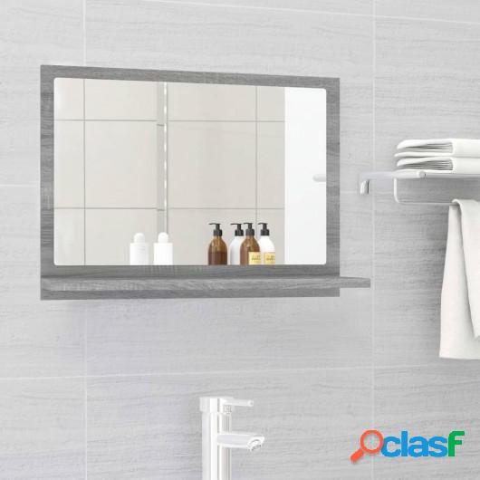 Espejo de baño madera contrachapada gris Sonoma 60x10,5x37