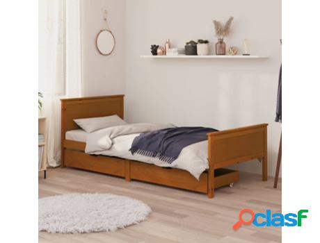 Estructura De Cama VIDAXL 2 Cajones Madera Pino Marrón Miel