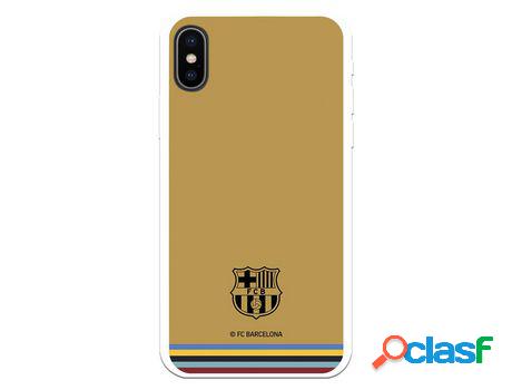 Funda Para iPhone X Del Fc Barcelona Escudo Fondo Mostaza -