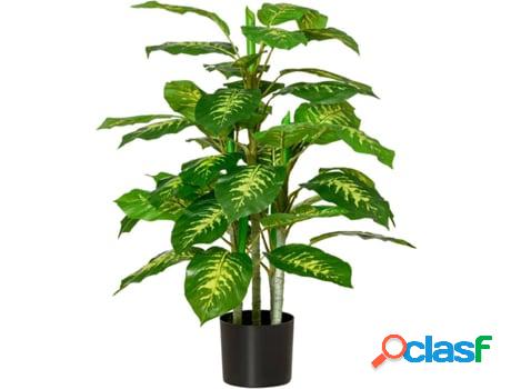Homcom Planta Artificial De 95 Cm Con 33 Hojas Realistas En