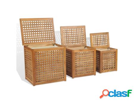 Juego De Cubos De La Ropa Sucia 3 Unidades VIDAXL (Marrón -