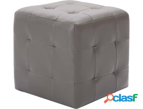 Juego de 2 Mesitas de Noche VIDAXL (Gris - Cuero Artificial