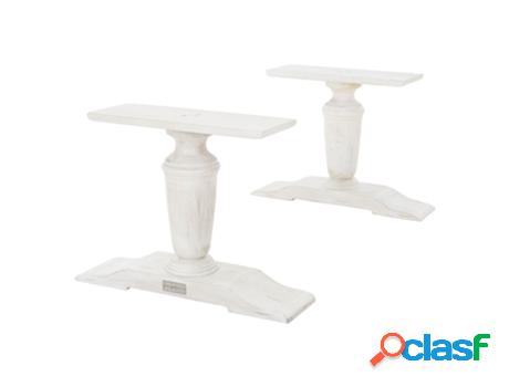 Juego de 2 Patas de Mesa de Madera Maciza Blanca de 50X37X15