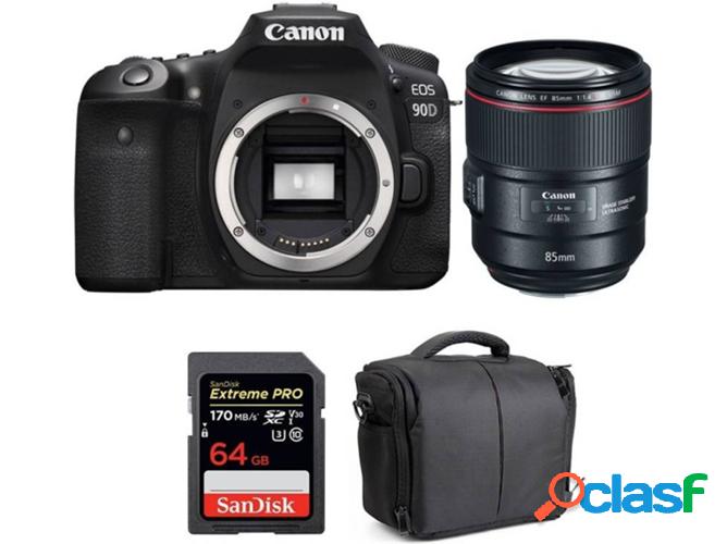 Kit Cámara CANON EOS 90D + EF 85mm f/1.4L IS USM + SanDisk