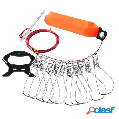 Larguero de pesca con 5 broches de acero inoxidable Hebilla