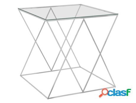 Mesa de Centro VIDAXL (Plateado - Acero Inoxidable -