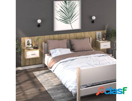 Mesita de Noche VIDAXL (Madera - Beis - 48.5 x 32.5 x 80 cm)