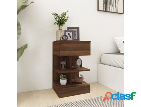 Mesita de Noche VIDAXL (Madera Contrachapada Marrón Roble