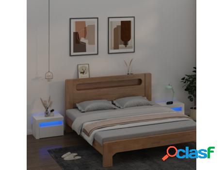 Mesitas de Noche con Led 2 Uds VIDAXL (Blanco 60X35X40 cm)