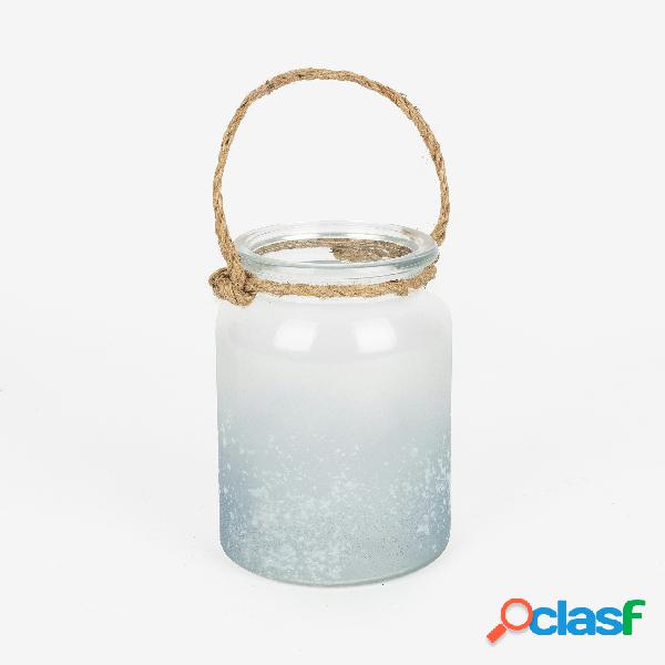 Portavelas de cristal con asa de cuerda en varios colores
