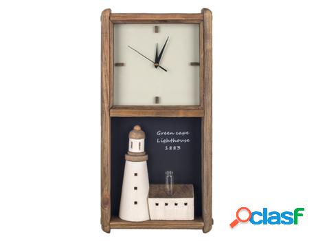 Reloj Pared con Faro Marrón de Madera 61*7*30cm Reloj