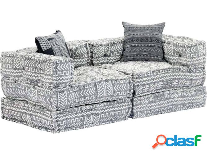 Sofá-Cama VIDAXL modular 2 plazas Tejido gris claro