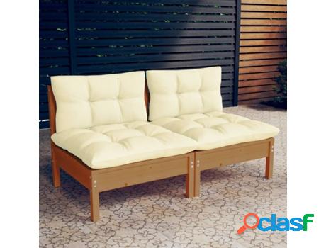 Sofá de Jardín con Cojines VIDAXL (Marrón- Madera- 63,5 x