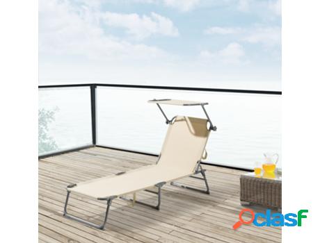 Tumbona Plegable Getaria con Toldo [EN.CASA] Beige (189 x 57