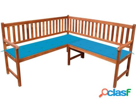 Vidaxl Banco Esquinero De Jardín Y Cojines Madera Maciza