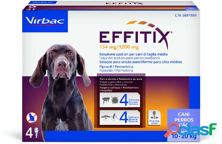 Virbac Effitix Spot-on para Perros de 10 a 20 kg 4 Pipetas