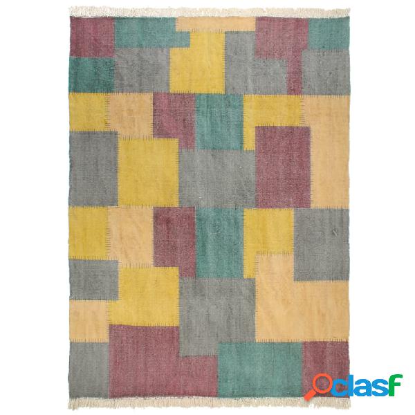 vidaXL Alfombra de algodón Kilim estampado multicolor