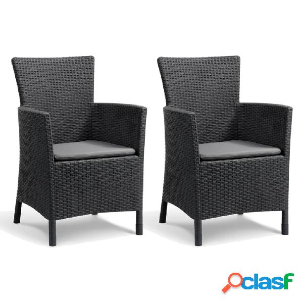 Allibert Silla de comedor de jardín 2 uds Iowa gris grafito