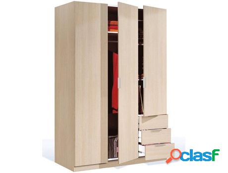 Armario HABITDESIGN Low Cost 3 Puertas y 3 Cajones (Roble -