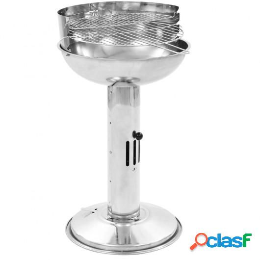 Barbacoa de carbón con pedestal de acero inoxidable