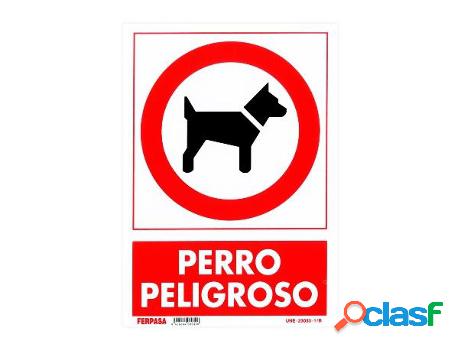 Cartel 29,7x21 cm perro peligroso 3030