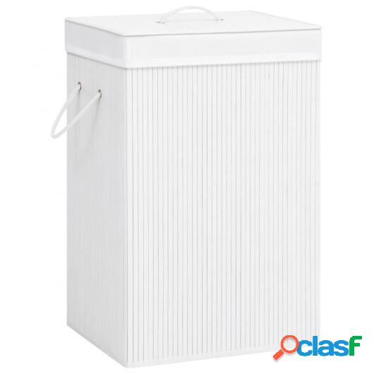 Cesto de ropa sucia de bambú blanco 72 L
