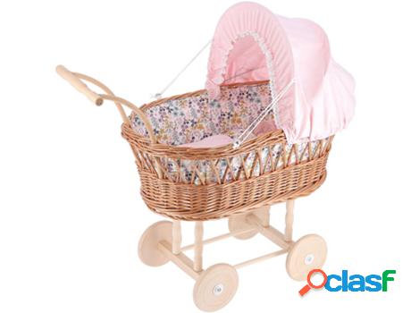 Coche de Muñeca PETITCOLLIN (Madera - Rosa - 60 x 30 x 60