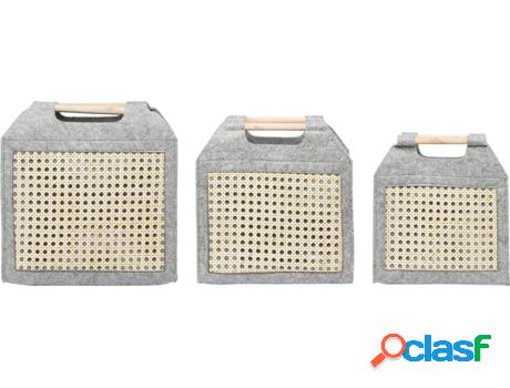 Conjunto 3 Cestas Decorativas Sariot (Gris - Fieltro