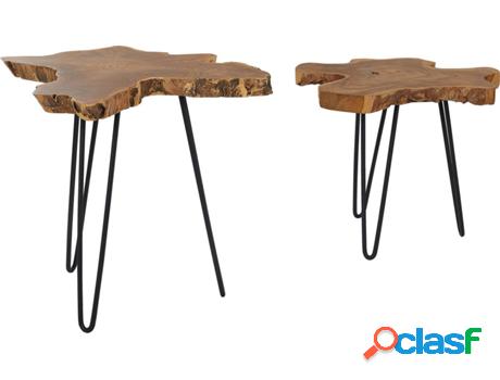 Conjunto de 2 Mesa de apoio Camrose (Marrón - Madera de