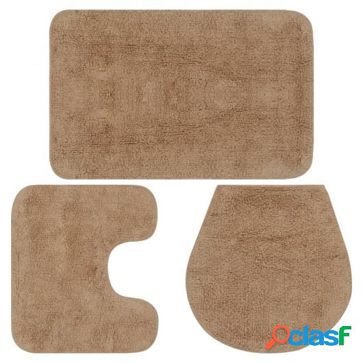 Conjunto de alfombrillas de baño de tela 3 piezas beige