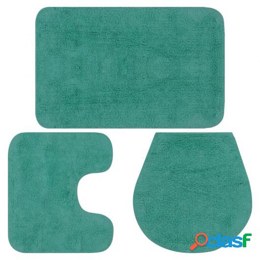 Conjunto de alfombrillas de baño de tela 3 piezas turquesa