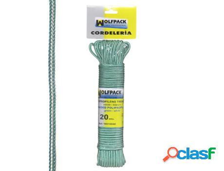 Cuerda trenzada polipropileno blanca / verde (madeja 20 m.)