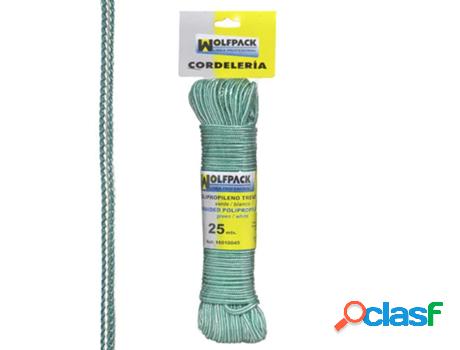 Cuerda trenzada polipropileno blanca / verde (madeja 25 m.)