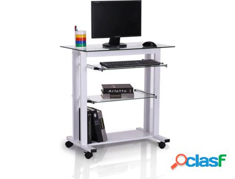 Escritorio HOMCOM Blanco (Blanco - 80x51x83 cm - Vidrio)