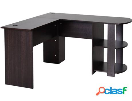 Escritorio con Estantería HOMCOM 833-378BK (Marrón Oscuro