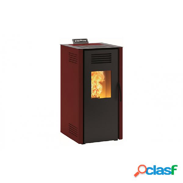 Estufa de pellet invicta vieste roja 7 kw acero y fundicion