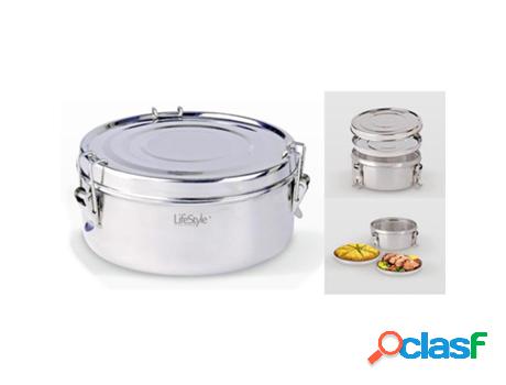 Fiambrera inoxidable 2 platos 18 cm 4122