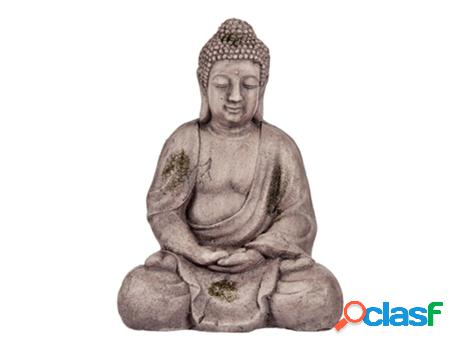 Figura Decorativa Para Jardín Buda Gris Poliresina (23 X 42