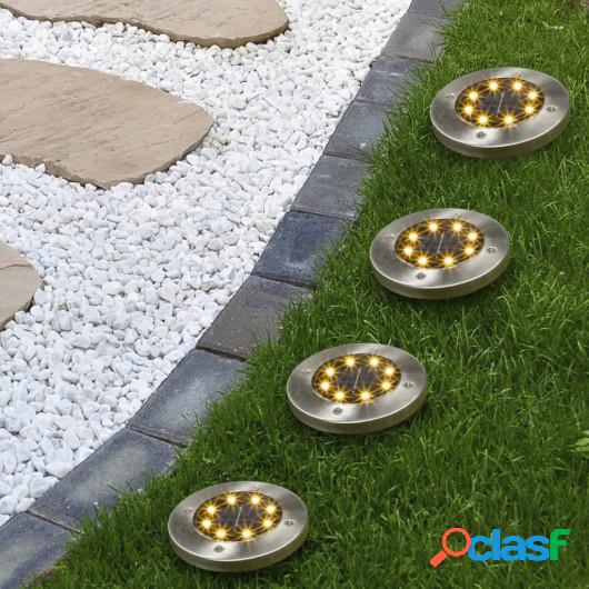 HI Juego de focos LED solares de suelo para jardín 4