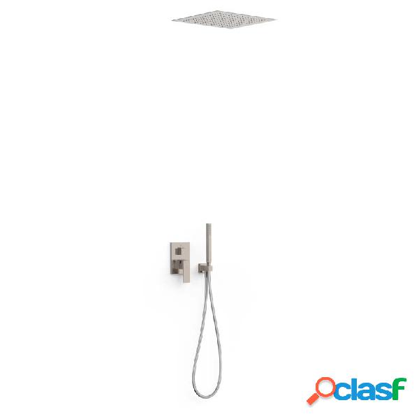 Kit monomando ducha tres exclusive cuadro empotrado acero