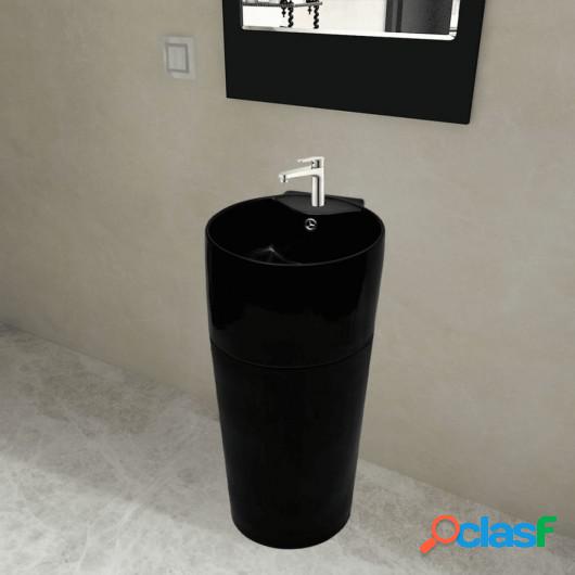 Lavabo redondo de cerámica con orificio de grifo/desagüe