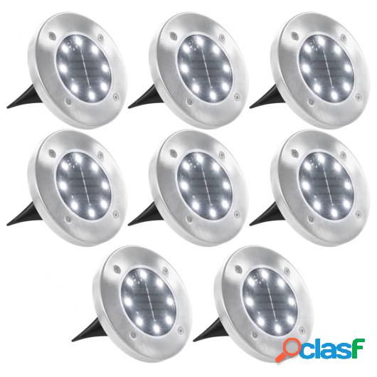 Lámparas solares de suelo 8 uds luces LED blancas