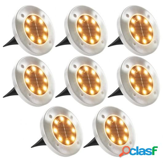 Lámparas solares de suelo 8 uds luces LED blanco cálido