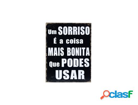 Placa Blanco sobre Negro Pared 25X33 Cm. Adorno Pared Placas
