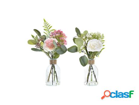 Planta Decorativa DKD HOME DECOR Cristal Tecido Branco Verde