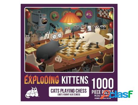 Puzzle EXPLODING KITTENS Cats Playing Chess (1000 Piezas)