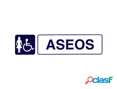 Rotulo adhesivo aseos minusvalidos+mujeres 250x63 mm.