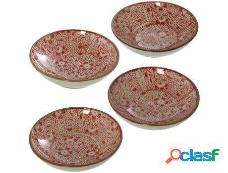 Set 4 Cuencos Blanco Y Rojo DRW (8,3x2,5cm)