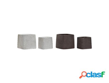 Set De Macetas Dkd Home Decor Marrón Cemento Blanco (15 X